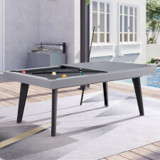 Pureline California Outdoor/Indoor 7ft Slate Bed Pool Dining Table - Table Finish : Storm Grey, Add benches : No benches