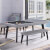 Pureline California Outdoor/Indoor Slate Bed Pool Dining Table - Table Finish : Storm Grey, Add benches : Add a pair of benches.