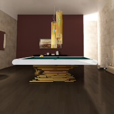 The Caliope Slate Bed Pool Table - Table Finish : Glossy White, Cloth Colour : Spruce (Elite Pro)