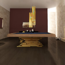 The Caliope Slate Bed Pool Table - Table Finish : Oak, Cloth Colour : Marine Blue (Elite Pro)