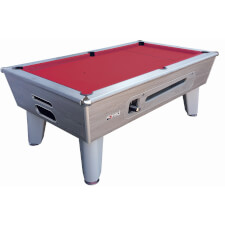 Classic Coin Operated Slate Bed Pool Table - Table Finish : Silver, Cloth Colour : Burgundy (Club)