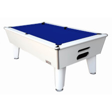 Classic Domestic Slate Bed Pool Table - Table Finish : White, Cloth Colour : Royal Blue (Club)