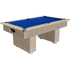Classic Slimline Slate Bed Pool Table - Table Finish : Driftwood, Cloth Colour : Blue (Strachan 777)