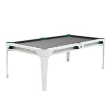 Cornilleau Hyphen Outdoor 7ft American Pool Dining Table - Table Finish : Polar White, Cloth Colour : Light Grey, Pocket & Logo Colour : Water Blue