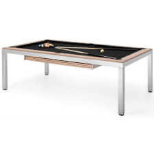 Cube 7ft Slate Bed Pool & Dining Table - Wood Finish : Light Wood, Cloth colour : Black