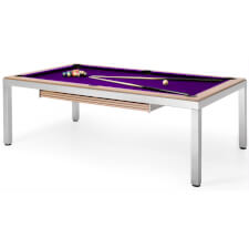 Cube 7ft Slate Bed Pool & Dining Table - Wood Finish : Light Wood, Cloth colour : Purple
