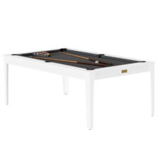 Rene Pierre Elan 6ft Slate Bed Pool Dining Table - Table Finish : Matte White, Cloth Colour : Slate Grey