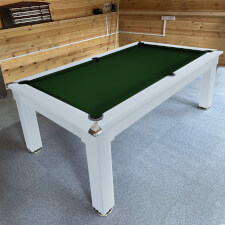 Traditional Diner Slate Bed Pool Dining Table - Table Finish : White, Cloth Colour : Olive Green (Hainsworth Smart)