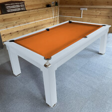 Traditional Diner Slate Bed Pool Dining Table - Table Finish : White, Cloth Colour : Orange (Hainsworth Smart)