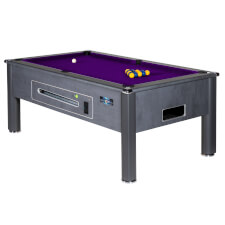 Supreme Match Slate Bed Pool Table - Table Size : 7ft, Table Finish : Storm Grey, Cloth Colour : Purple