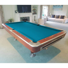 Pro Star Club Slate Bed Pool Table - Table Finish : Mahogany, Cloth Colour : European Blue