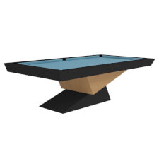 The Meridian Slate Bed Pool Table - Table Finish : Oak/Matte Black, Cloth Colour : Powder Blue (Elite Pro)