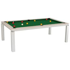 The Naroki Slate Bed Pool Dining Table - Table Finish : Ash , Cloth Colour : English Green