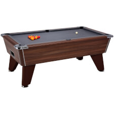 Omega Professional Slate Bed Pool Table - Table Finish : Dark Walnut, Cloth Colour : Grey, Freeplay or Coins : Freeplay