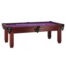 Oporto Freeplay Slate Bed American Pool Table - Table Finish : Mahogany, Cloth Colour : Atlas Purple