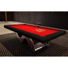 The Picasso Luxury Slate Bed Pool Table - Cloth colour : Bright Red (Elite-Pro), Table finish : Matt Black