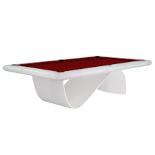 The Picasso Slim Slate Bed Pool Table - Table Finish : Glossy White, Legs Finish : White, Cloth Colour : Red (Elite Pro)