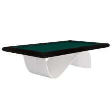 The Picasso Slim Slate Bed Pool Table - Table Finish : Matte Black, Legs Finish : White, Cloth Colour : Spruce (Elite Pro)