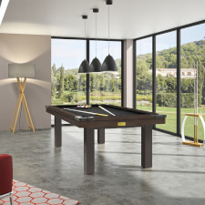 Rene Pierre Carreira American Slate Bed Pool Table - Top Rail & Cabinet Finish : Rustic Chestnut,  Legs Finish : Graphite, Cloth Colour : Black