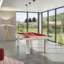 Rene Pierre Carreira American Slate Bed Pool Table - Top Rail & Cabinet Finish : Lahti,  Legs Finish : Lahti, Cloth Colour : Bright Red