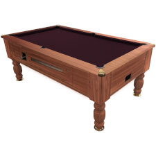 Richmond Coin Op Slate Bed Pool Table - Table Finish : Dark Walnut, Cloth Colour : Burgundy - Club, Coin Mechanism : Mechanical Coin Mechanism
