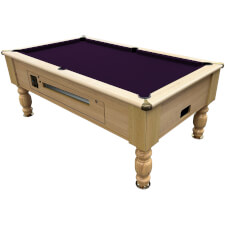 Richmond Coin Op Slate Bed Pool Table - Table Finish : Light Oak, Cloth Colour : Purple - Smart, Coin Mechanism : Electronic Coin Mechanism
