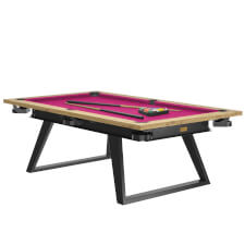 Rene Pierre Titane American Slate Bed Pool Table - Table Finish : French Oak, Cloth Colour : Fuchsia, Legs & Chassis : Black