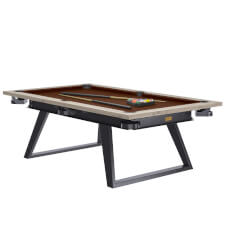 Rene Pierre Titane American Slate Bed Pool Table - Table Finish : Lahti, Cloth Colour : Chocolate, Legs & Chassis : Grey