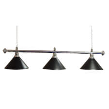 Strikeworth Chrome Pool Table Lighting Bar - Shade Colour : Black Shades