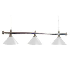 Strikeworth Chrome Pool Table Lighting Bar - Shade Colour : White Shades
