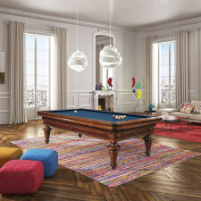 Rene Pierre Vauban American Slate Bed Pool Table - Cloth Colour : Petrol Blue