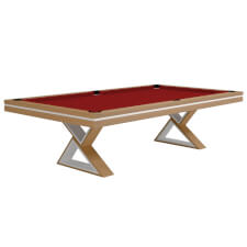 The Vision Slate Bed Pool Table - Table Finish : Oak, Cloth Colour : Windsor Red (Smart)