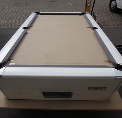 Pool table slate covered with rails