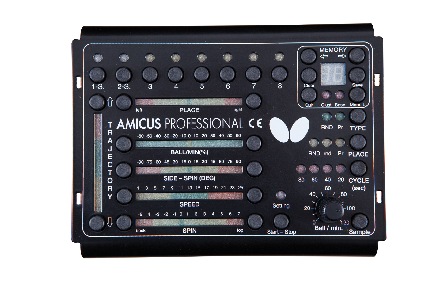 Amicus Professional table tennis robot control panel