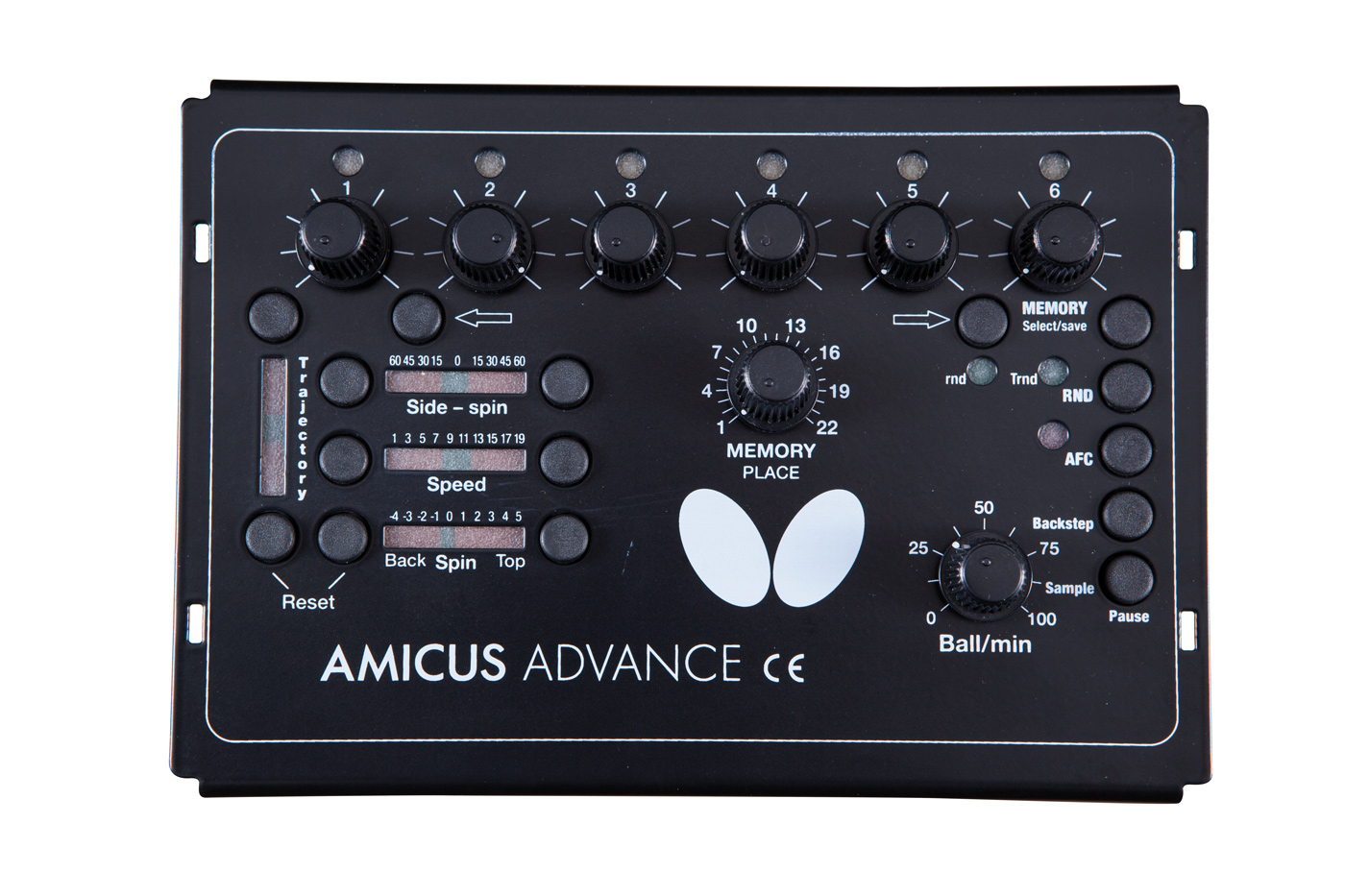 Amicus Advance table tennis robot control panel