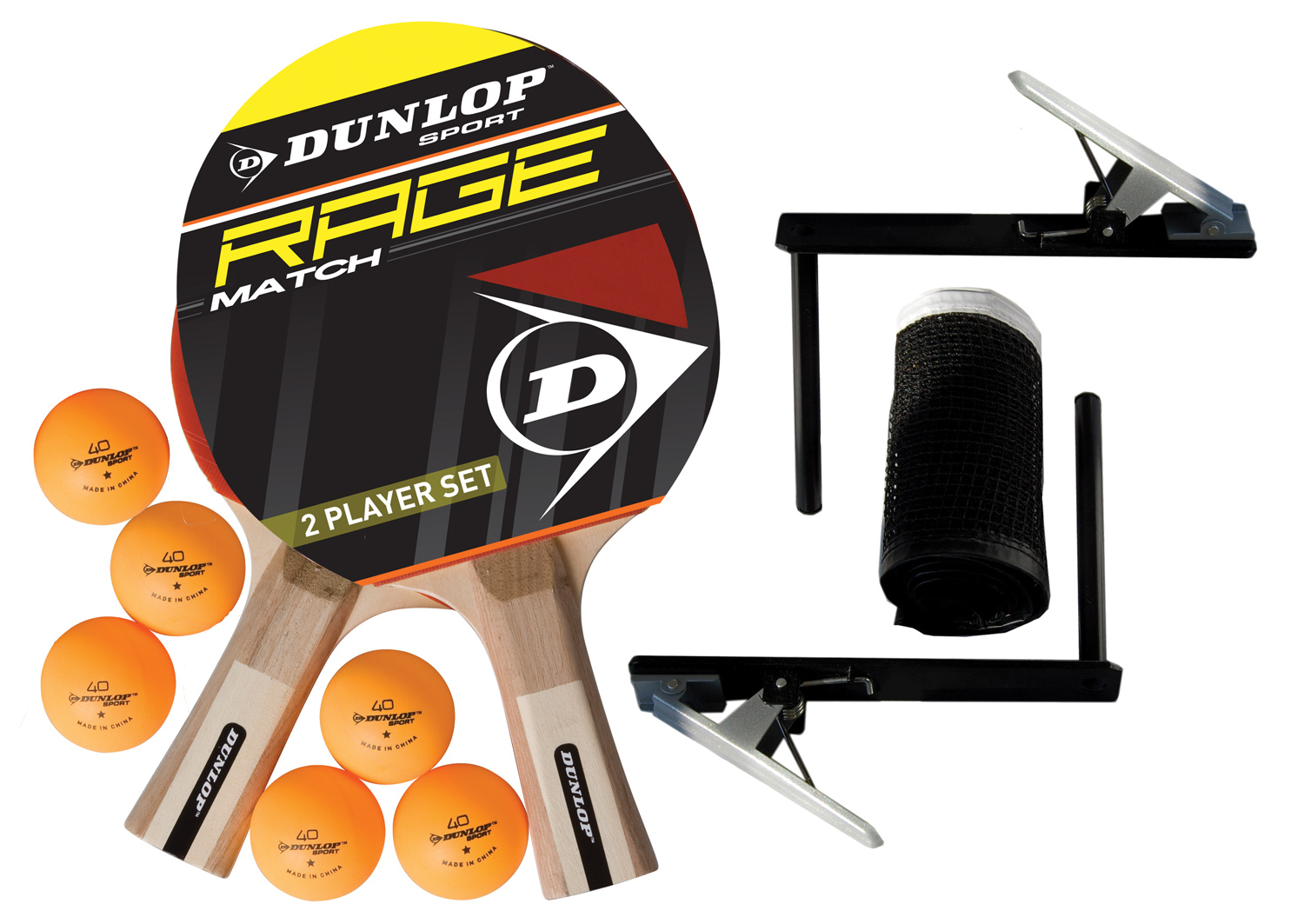The accessory set supplied with the Dunlop TTi2 indoor tennis table