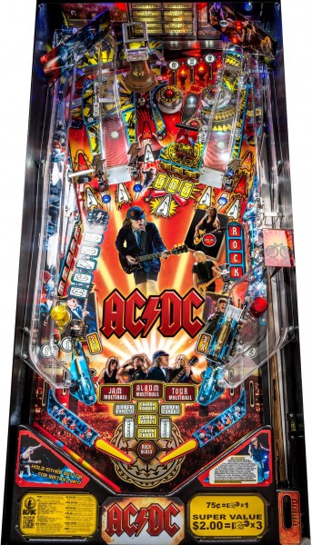 The playfield of the AC/DC pinball machine