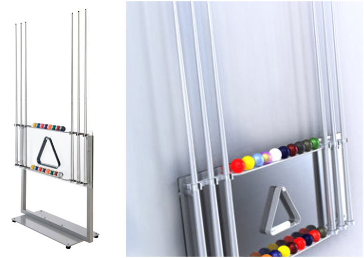 Cue racks available with the Virtuoso luxury pool table