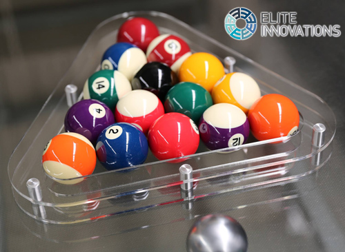 Plexiglass triangle supplied with Elite Innovations pool tables