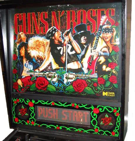 The Guns N Roses pinball machine backglass