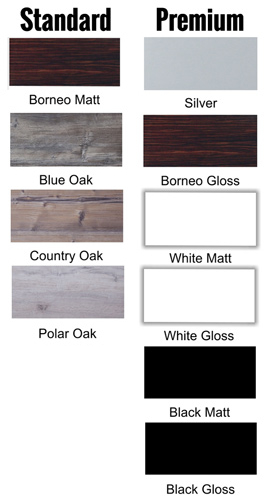 Finishes available on the Magno pool table.