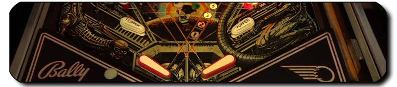 Detail of the four flippers on the Bally Space Invaders pinball machine