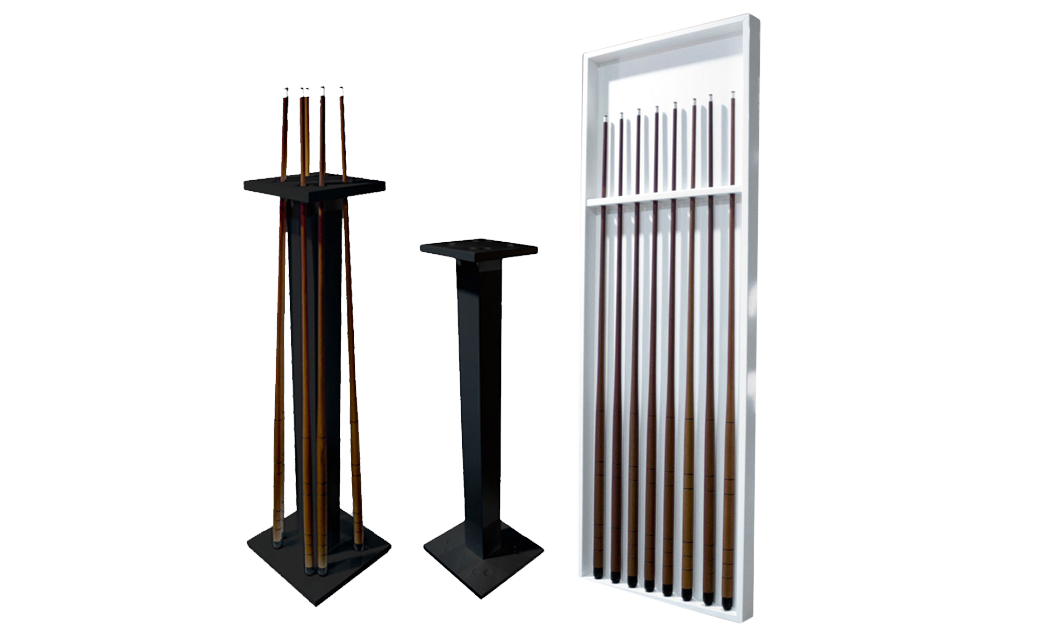 The cue stands available with the Zen Luxury pool table.
