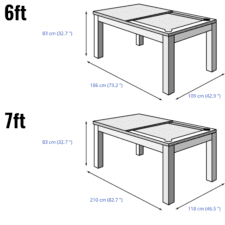 Fusion Slate Bed Pool Dining Table Dimensions