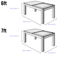 Avant Garde 2.0 Slate Bed Pool Dining Table Dimensions