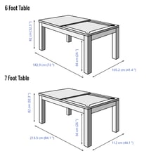 Pureline Pool Dining Table & Table Tennis Top - 6ft/7ft Dimensions