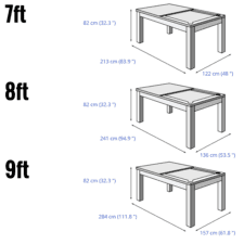 The Fusion Slate Bed Pool & Dining Table Dimensions