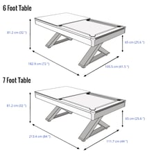 Pureline Kendo Pool Dining Table & Table Tennis Top - 6ft/7ft Dimensions