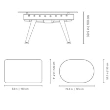 RS3 Wood Dining Football Table Dimensions