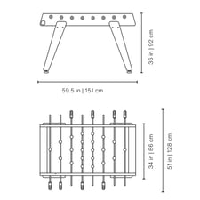 RS3 Wood Football Table Dimensions